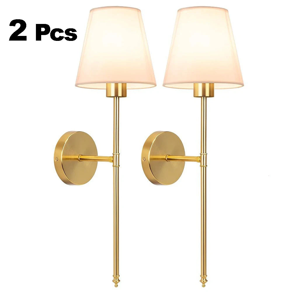 2 E27 non bulb metal wall lamps with fabric lampshades for bedroom and room decoration wall lamps
